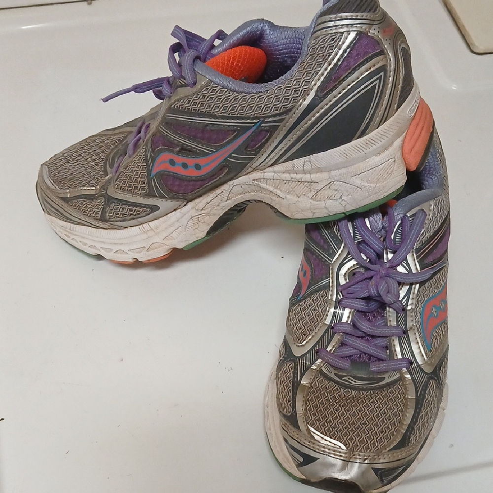 Saucony Purple and Gray Athletic Shoes with Cushioned Sole